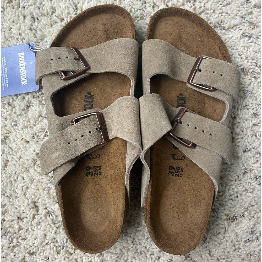 Birkenstock Arizona BS Suede Leather in Taupe- Size W:8 M:6